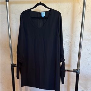 Black V-Neck Tie-Sleeve Women's Top